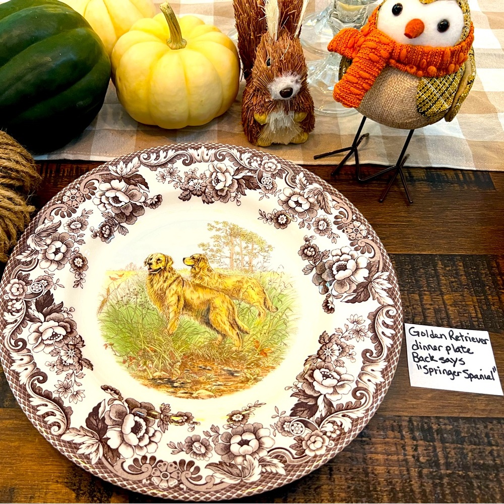 Spode Woodland Golden Retriever Dinner Plate- Never Used!